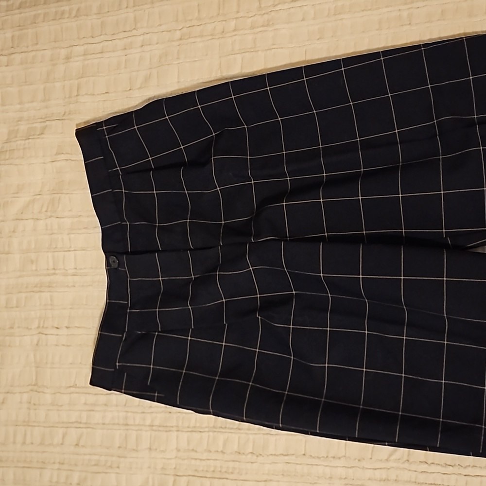 Monki Pleated Slim Leg Pattered Dress Pants